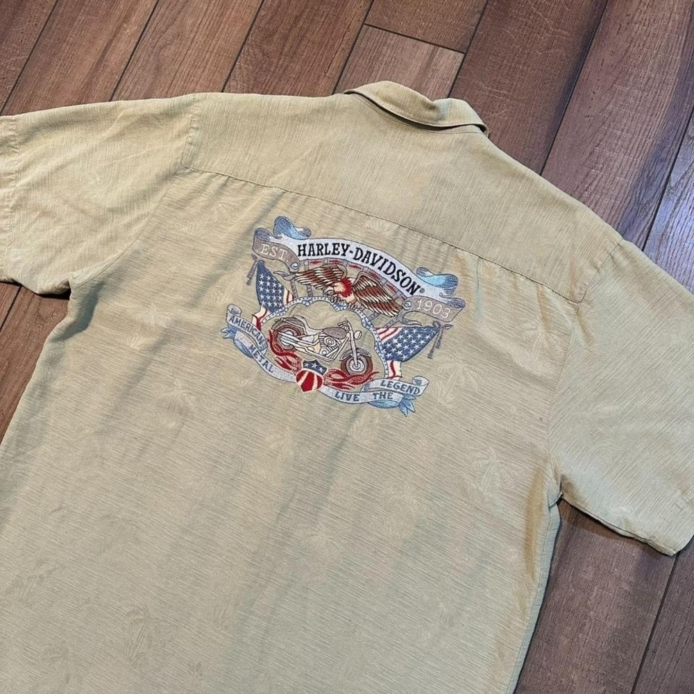 Vintage Tommy Bahama Harley Davidson Short Sleeve Button Up Shirt Men's Medium